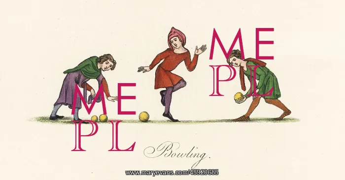 : Men playing bowls with a jack, 14th century : Men playing bowls with a jack, 14th century