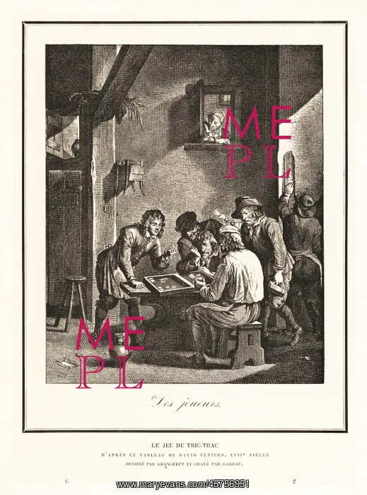 : Men playing the game of trictrac, 17th century : Men playing the game of trictrac, 17th century