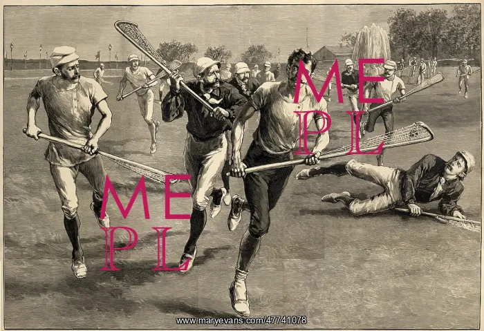  : Men playing a Lacrosse Match
