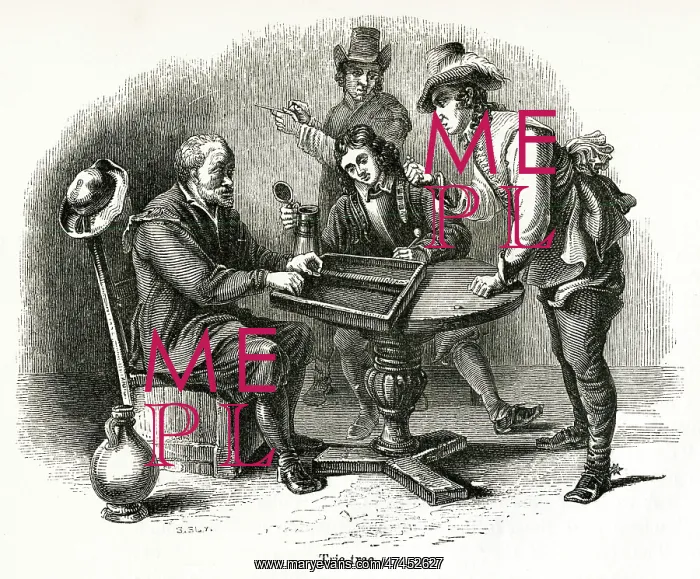 : Men playing Tric Trac (Backgammon) : Men playing Tric Trac (Backgammon)