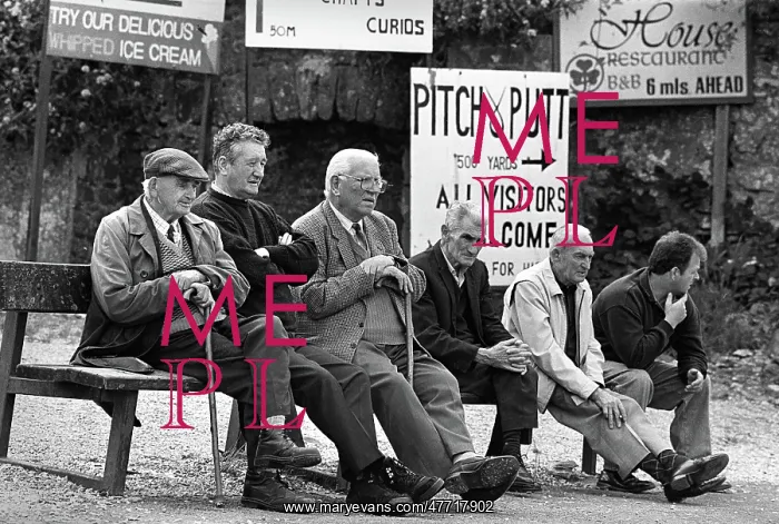: Six men on a public bench, Killaloe, Co Clare, Ireland : Six men on a public bench, Killaloe, Co Clare, Ireland
