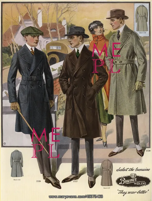 : Men in Raglan and Ulsterette coats from the 1920s : Men in Raglan and Ulsterette coats from the 1920s