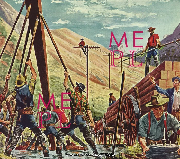  : Men raise Telephone Wires