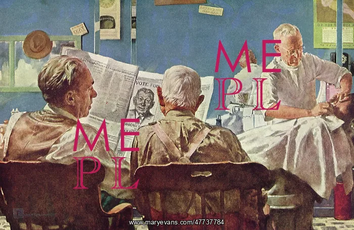  : Men reading Newspaper at Barber Shop