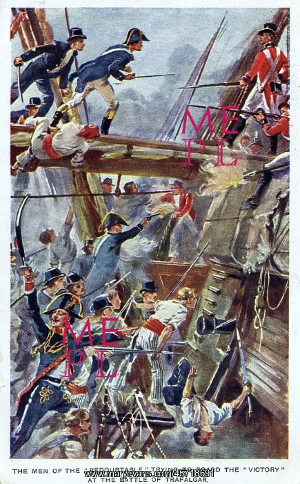 : Men of the Redoubtable try to board HMS Victory at Trafalgar : Men of the Redoubtable try to board HMS Victory at Trafalgar