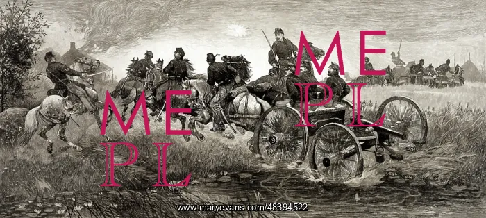 : Men riding on a caisson towing a small cannon : Men riding on a caisson towing a small cannon