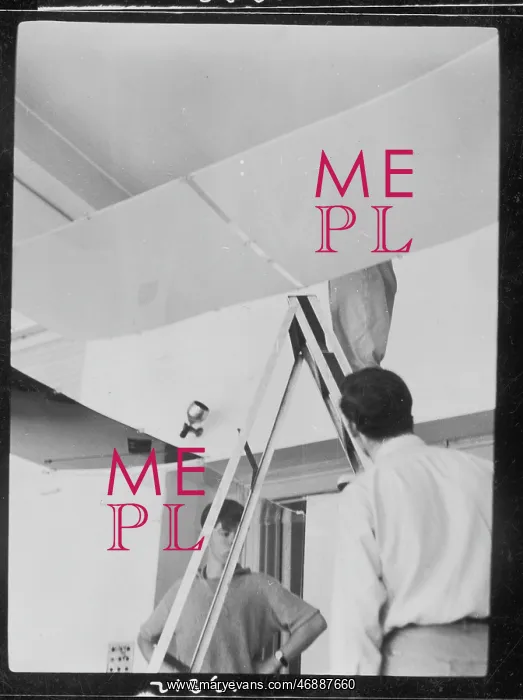 : Men setting up an exhibition, ICA, London : Men setting up an exhibition, ICA, London