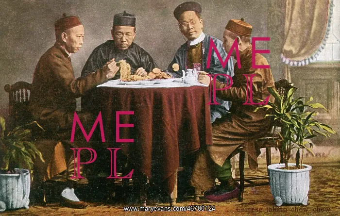 : Four men share a meal, China : Four men share a meal, China