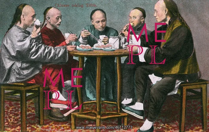 : Five men sharing a meal, China : Five men sharing a meal, China
