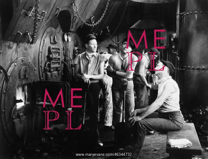 : Men together in a ship's boiler room : Men together in a ship's boiler room