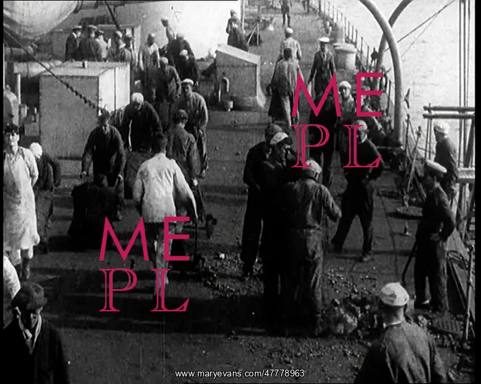 : Men Shovelling Coal on the Deck of a Large : Men Shovelling Coal on the Deck of a Large