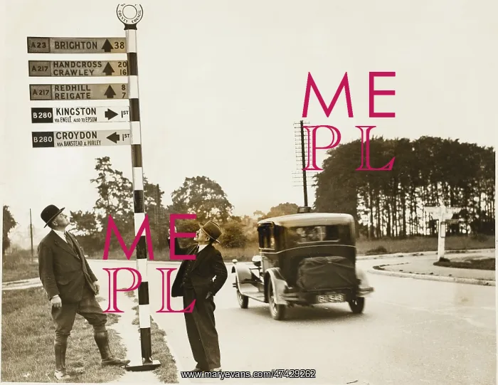 : Men and signpost : Men and signpost