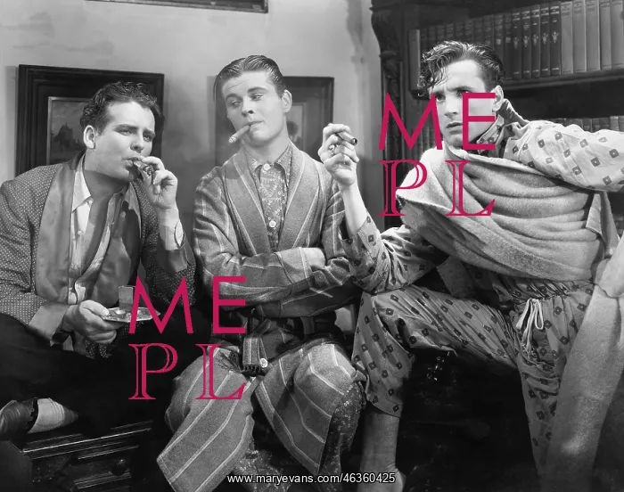 : Three men smoking cigars : Three men smoking cigars