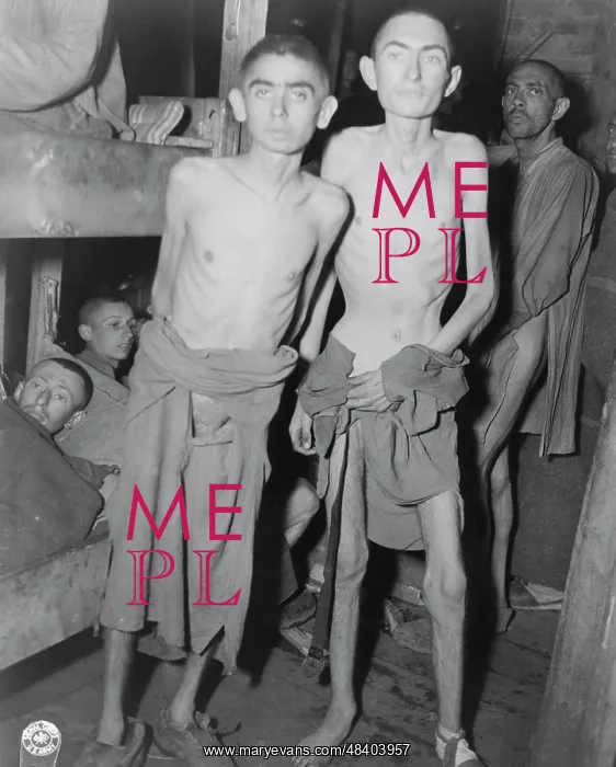 : Men suffering from starvation in a Nazi concentration : Men suffering from starvation in a Nazi concentration