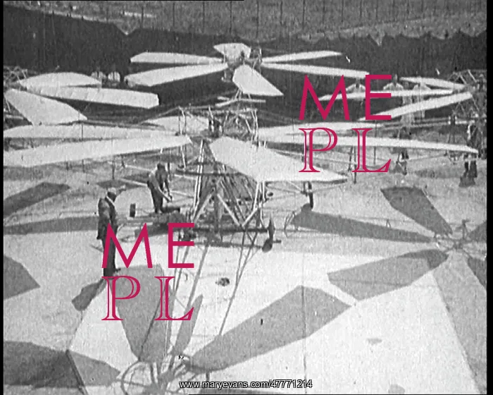 : Men Testing Early Helicopter Style Contraptions : Men Testing Early Helicopter Style Contraptions