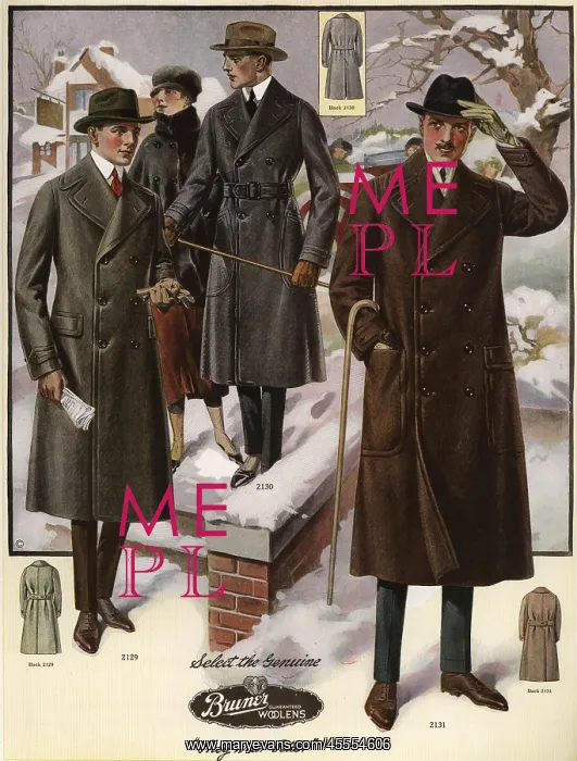: Men in Ulster coats from the 1920s : Men in Ulster coats from the 1920s