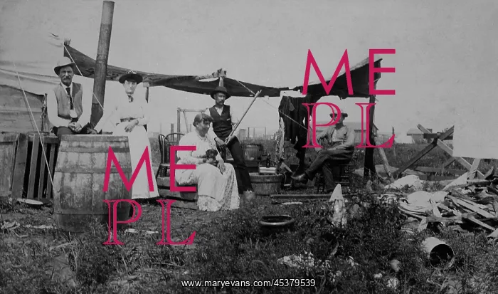 : Three men and two women holding down a lot : Three men and two women holding down a lot