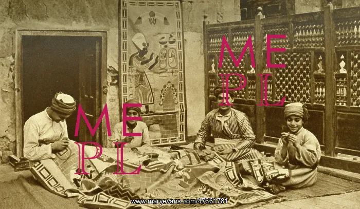 : Men at work in Tentmakers Bazaar, Cairo, Egypt : Men at work in Tentmakers Bazaar, Cairo, Egypt