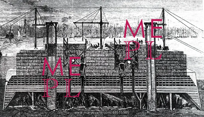 : Men working in a caisson used to build one of : Men working in a caisson used to build one of