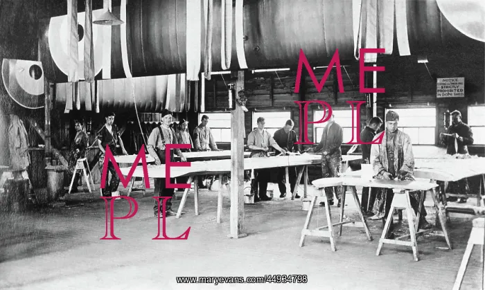 : Men Working in the Dope Shed Workshop at the Royal Aircr? : Men Working in the Dope Shed Workshop at the Royal Aircr?
