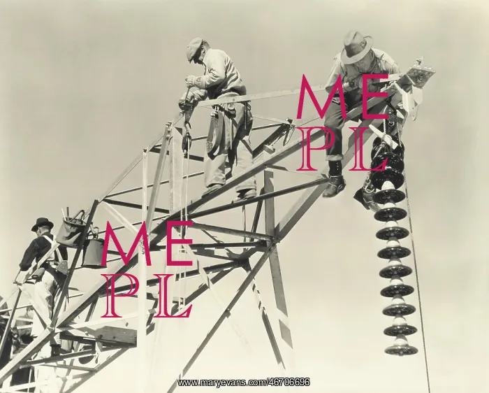  : Men working on power lines