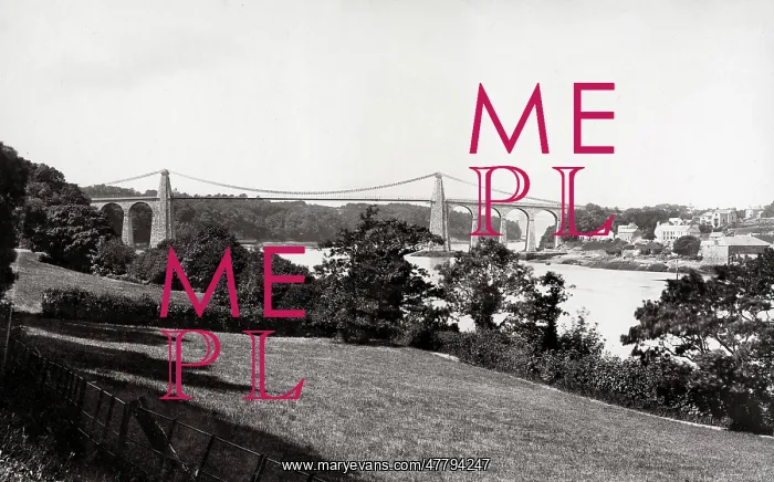 : Menai Bridge from George Hotel, Anglesea, Wales : Menai Bridge from George Hotel, Anglesea, Wales
