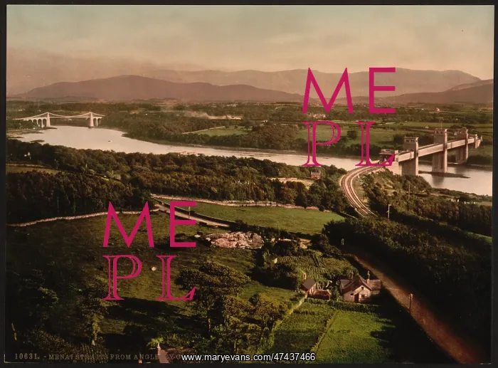 : Menai Straits from Anglesey Column, Bangor, Wales : Menai Straits from Anglesey Column, Bangor, Wales