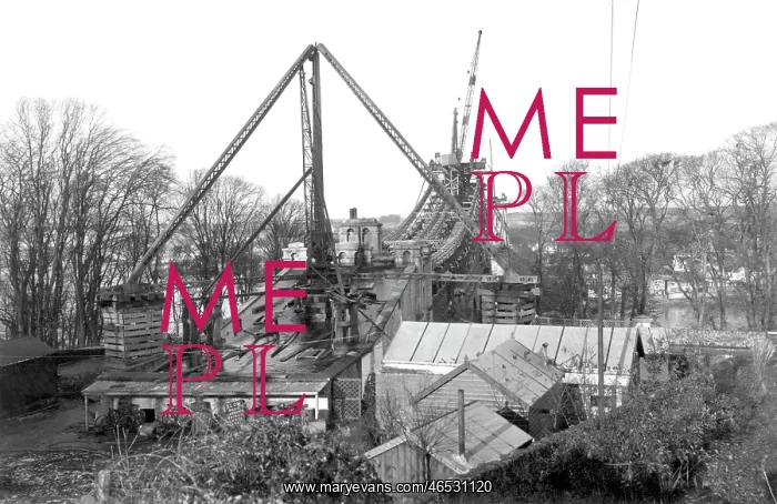  : Menai, Suspension Bridge during reconstruction c1938