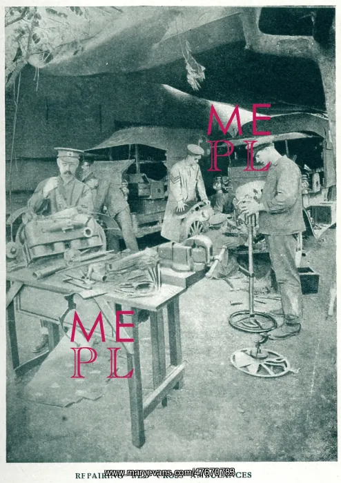: Mending Red Cross ambulances 1916 : Mending Red Cross ambulances 1916