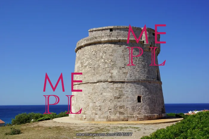 : Menorca, Punta Prima, Sandy Bay: Old Watchtower : Menorca, Punta Prima, Sandy Bay: Old Watchtower