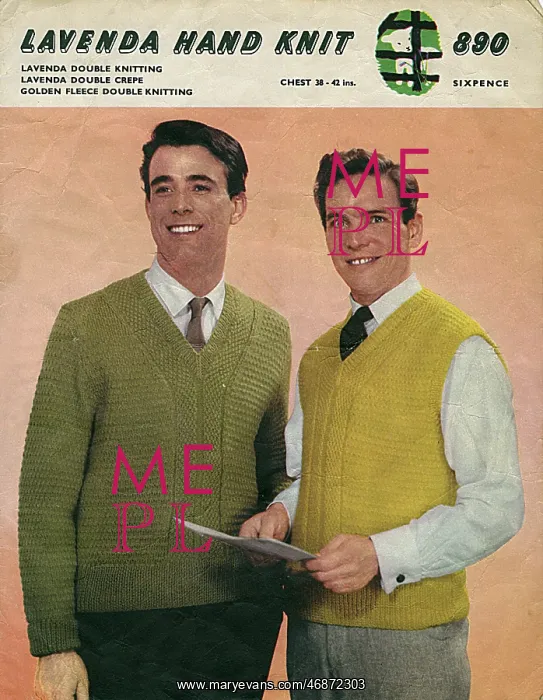 : Mens knitwear pattern, 1950s : Mens knitwear pattern, 1950s