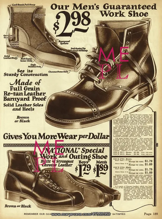 : Mens work shoes 1924 : Mens work shoes 1924