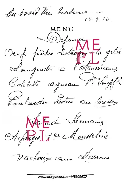 : Menu for the hereditary prince and princess of Meiningen : Menu for the hereditary prince and princess of Meiningen