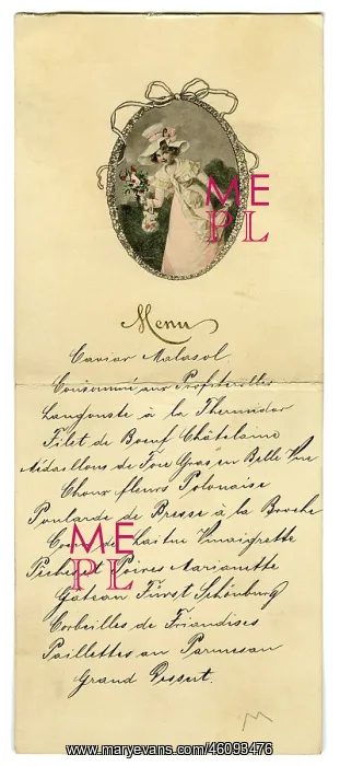: Menu for Max Oppenheim, Helene Reitzenstein : Menu for Max Oppenheim, Helene Reitzenstein