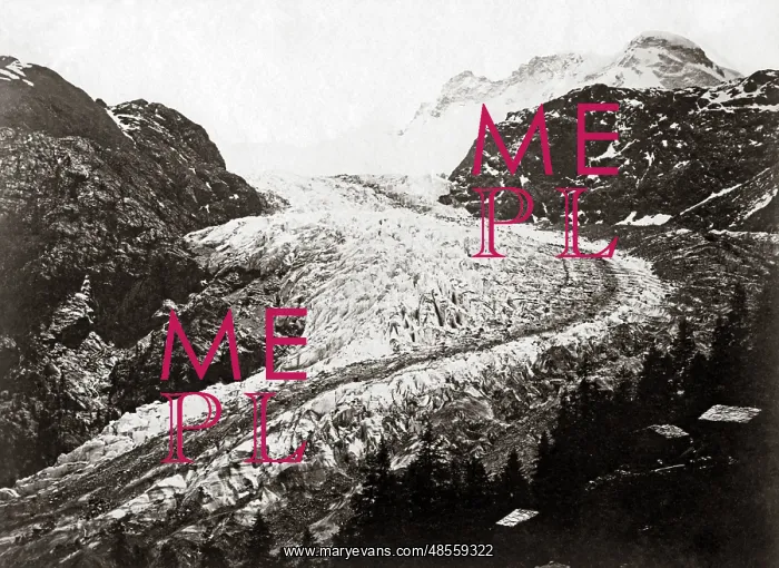 : Mer de Glace, glacier, Mont Blanc, France, circa 1880s : Mer de Glace, glacier, Mont Blanc, France, circa 1880s