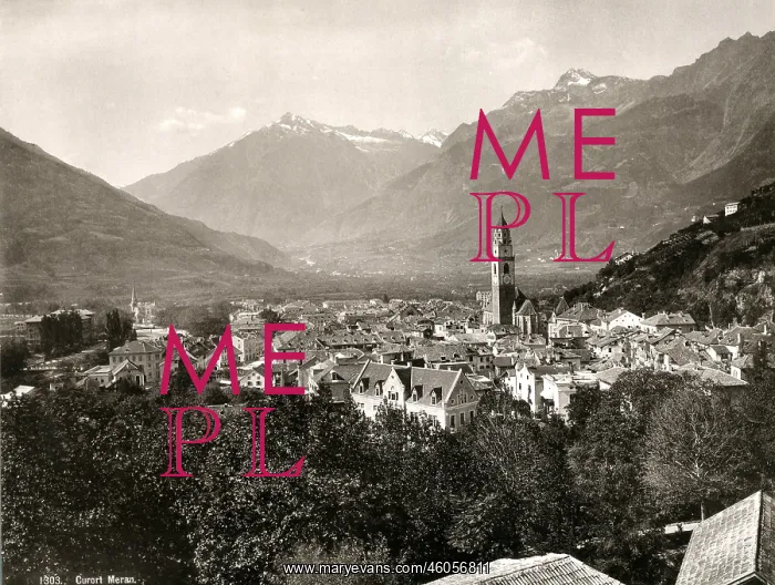 : Meran city view in 1885 : Meran city view in 1885