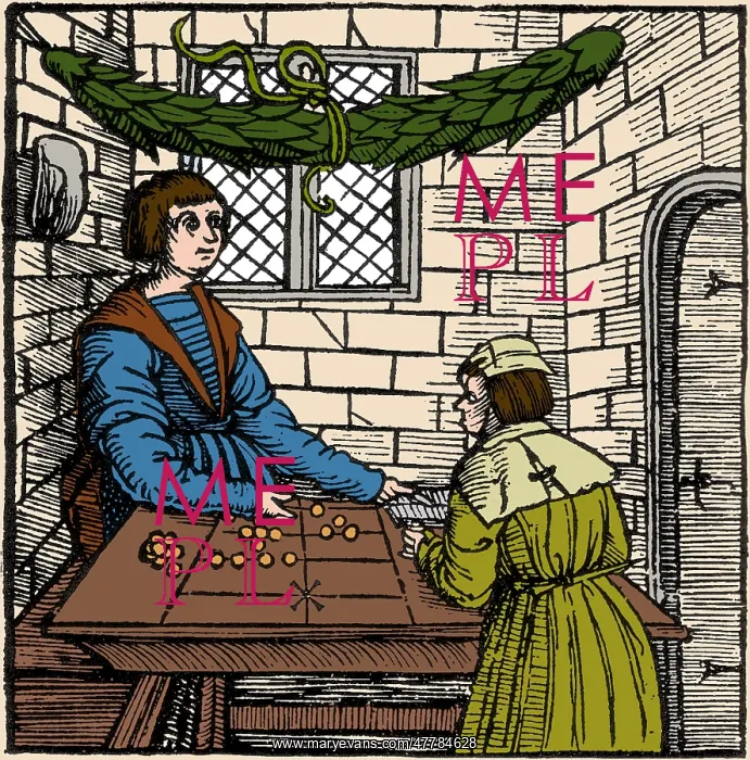 : Merchant Using Abacus, 16th Century : Merchant Using Abacus, 16th Century