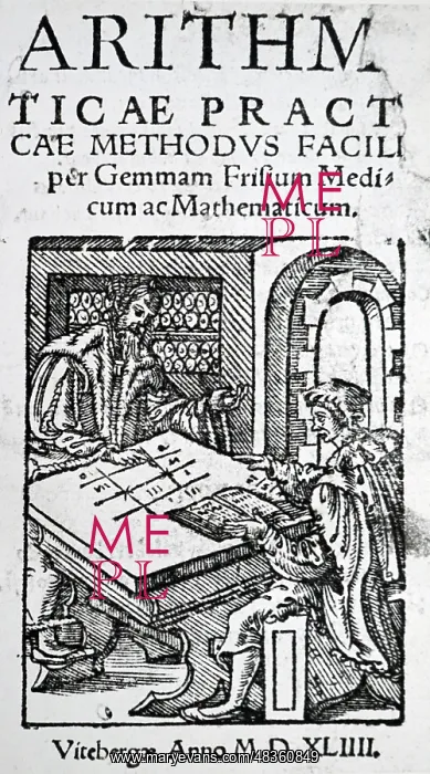 : Merchant using a counting board : Merchant using a counting board