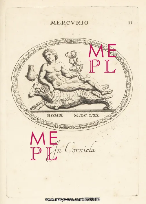 : Mercury with his caduceus riding a ram : Mercury with his caduceus riding a ram
