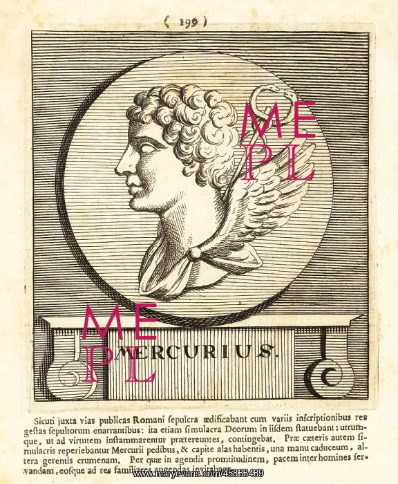 : Mercury, Roman god of communication with cadeceus : Mercury, Roman god of communication with cadeceus