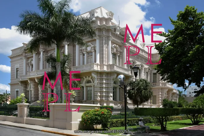 : Merida. General view of the Palacio Canton and garden : Merida. General view of the Palacio Canton and garden