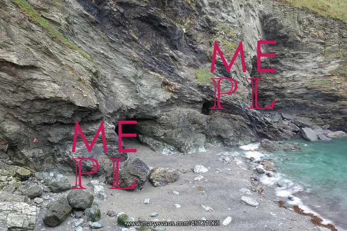 : Merlin's Cave, Tintagel Castle, Tintagel, Cornwall, England : Merlin's Cave, Tintagel Castle, Tintagel, Cornwall, England