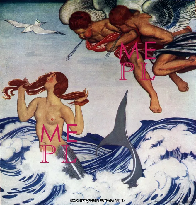 : Mermaid. Oil painting of a mermaid enjoying the raging ocean waves : Mermaid. Oil painting of a mermaid enjoying the raging ocean waves