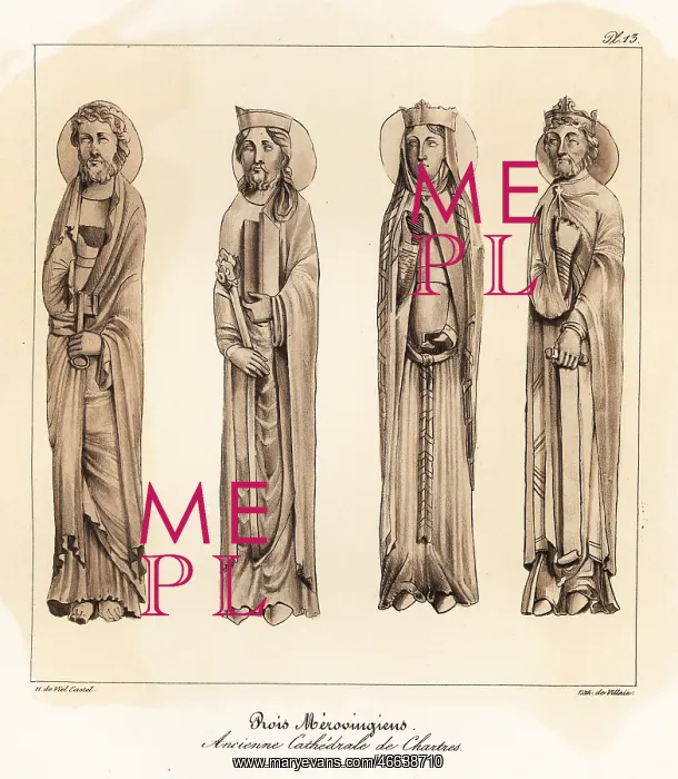: Merovingian kings and queens from the jambs of : Merovingian kings and queens from the jambs of