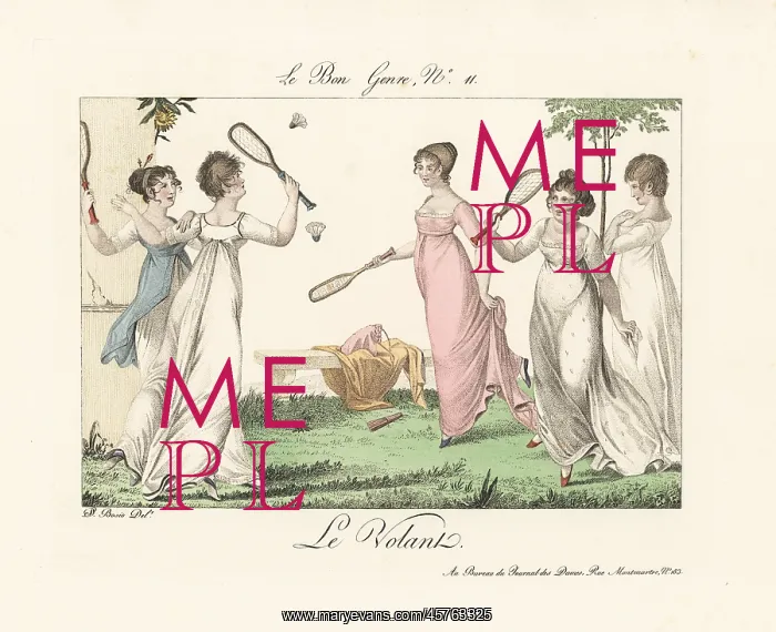 : Merveilleuses playing badminton in a garden : Merveilleuses playing badminton in a garden