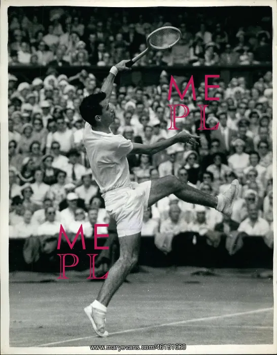 : Mervyn Rose in tennis match at Wimbledon : Mervyn Rose in tennis match at Wimbledon