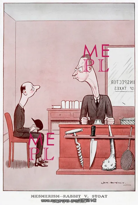 : Mesmerism, Rabbit vs. Stoat by H. M. Bateman : Mesmerism, Rabbit vs. Stoat by H. M. Bateman