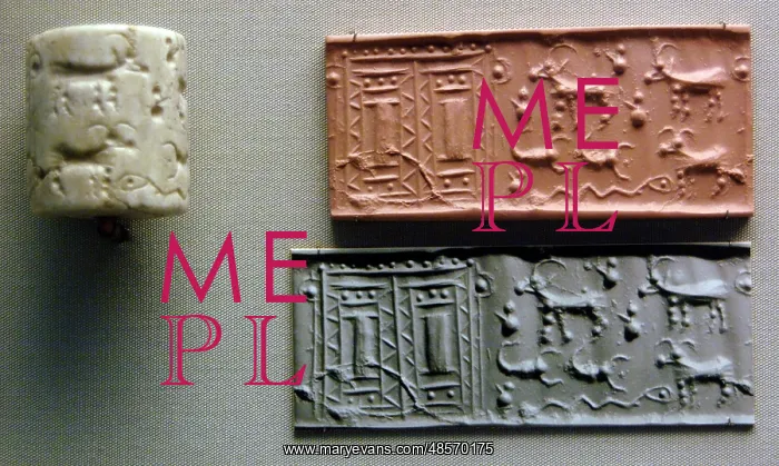 : Mesopotamia. White calcite. Cylinder seal. From Mesopotamia : Mesopotamia. White calcite. Cylinder seal. From Mesopotamia