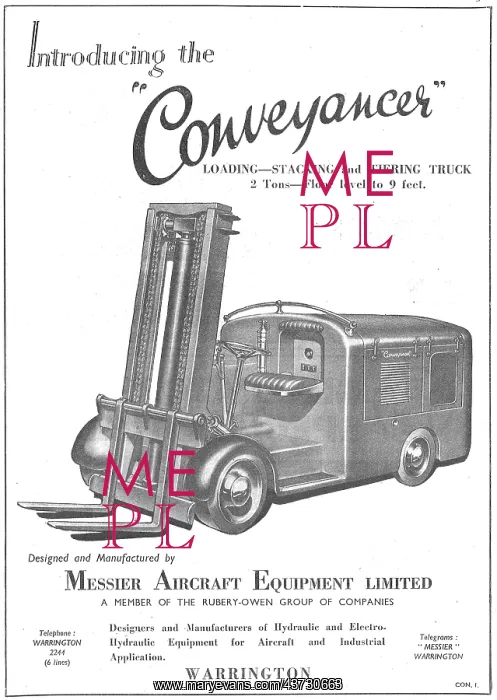 : Messier Conveyancer Fork Lift Truck : Messier Conveyancer Fork Lift Truck