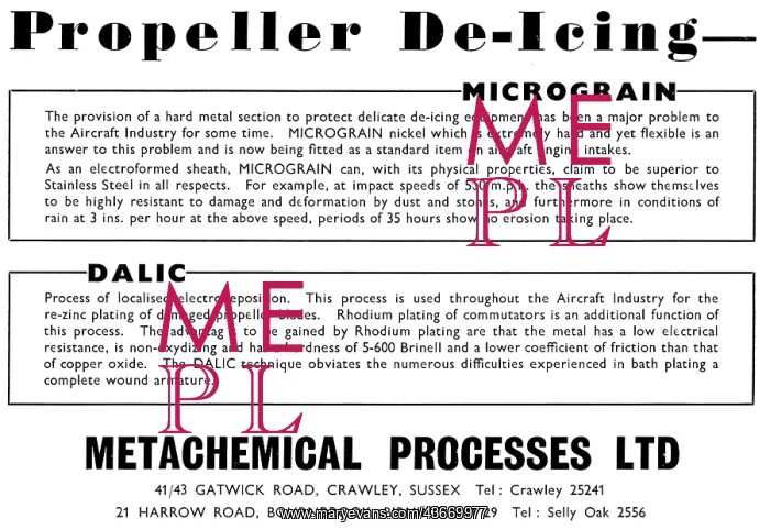 : Metachemical Propeller De-Icing Systems. Micrograin. Dalic : Metachemical Propeller De-Icing Systems. Micrograin. Dalic